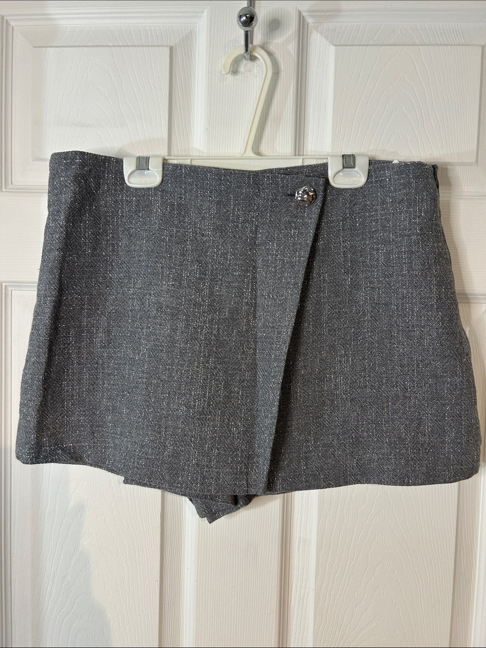 Zara Charcoal Gray Tweed Skort Shorts